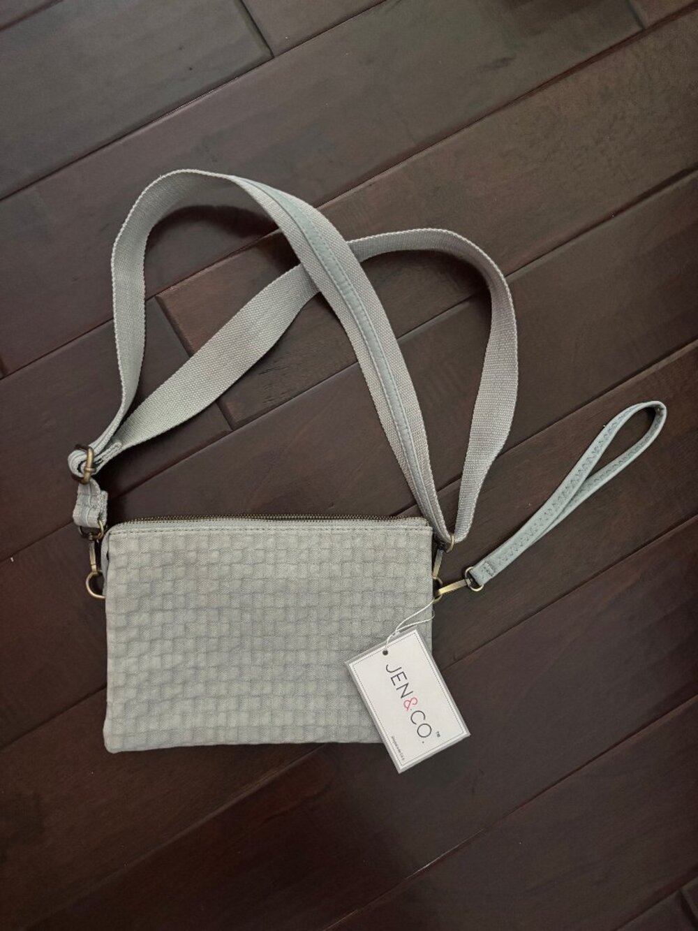 JEN & CO Izzy  Crossbody Wristlet w/ Detachable Strap  Grey Adjustable NWT